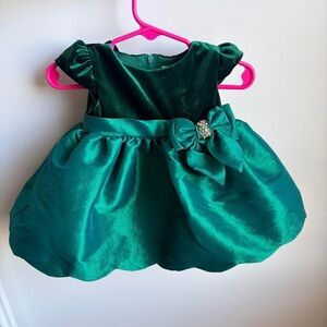 Rare Editions Velvet Green Baby Dress